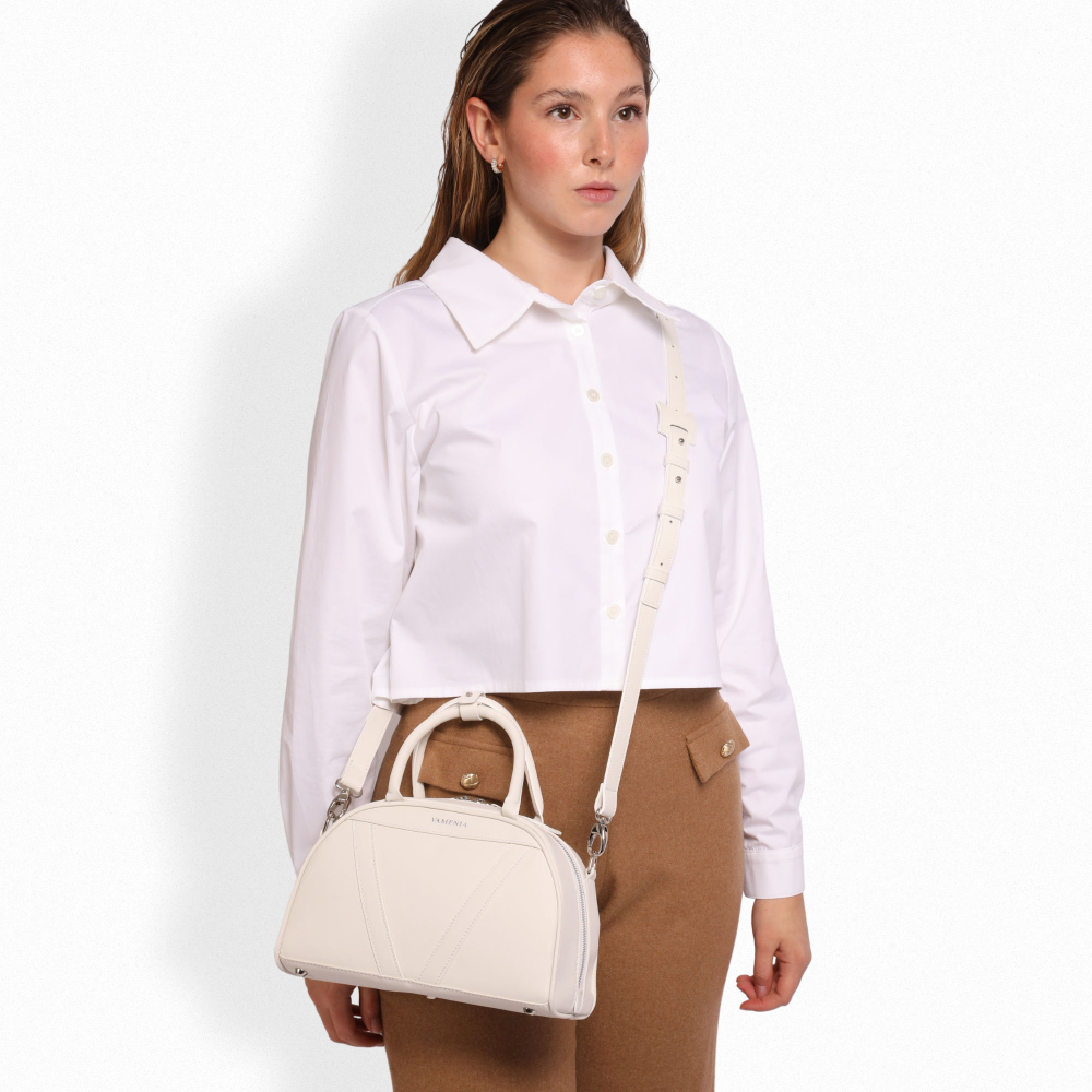Henkeltasche als Crossbody Tasche aus Nappaleder Weiß